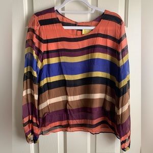 NWOT Maeve Striped Silk Blouse Large Anthropologie
